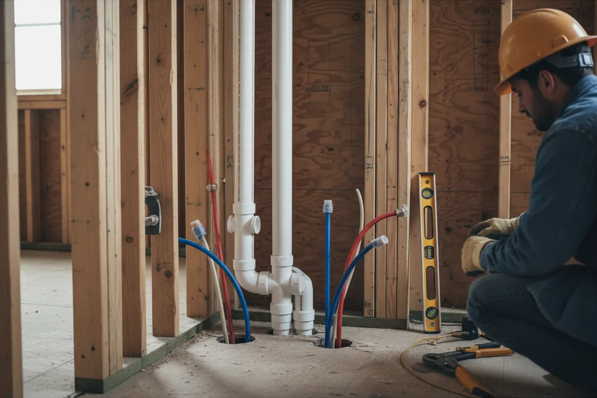 Drain and supply rough-in during Garbage Disposal Repair in Sanger